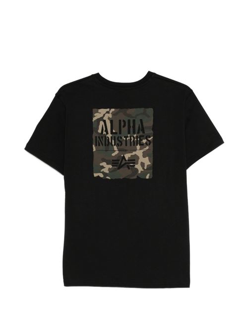 T-shirt uomo Alpha Industries nera con logo stampato Alpha Industries | 26652303